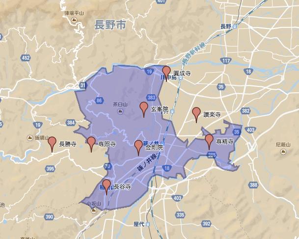 しののいまちの学校「お寺に駆け込もう」で作成した地域の寺社マップ